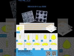 Iluminação de estrada uniforme 49.8×49.8mm 5050LEDs Distribuição de luz múltipla Iluminação de rua Lente