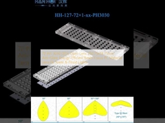 72 IN1 3030 LEDs Lente óptica 250.75x74.75mm Anti-Relâmpago Relâmpago com eficiência energética Foco de feixe Material de PC Lente adequada Street & Flood Lights